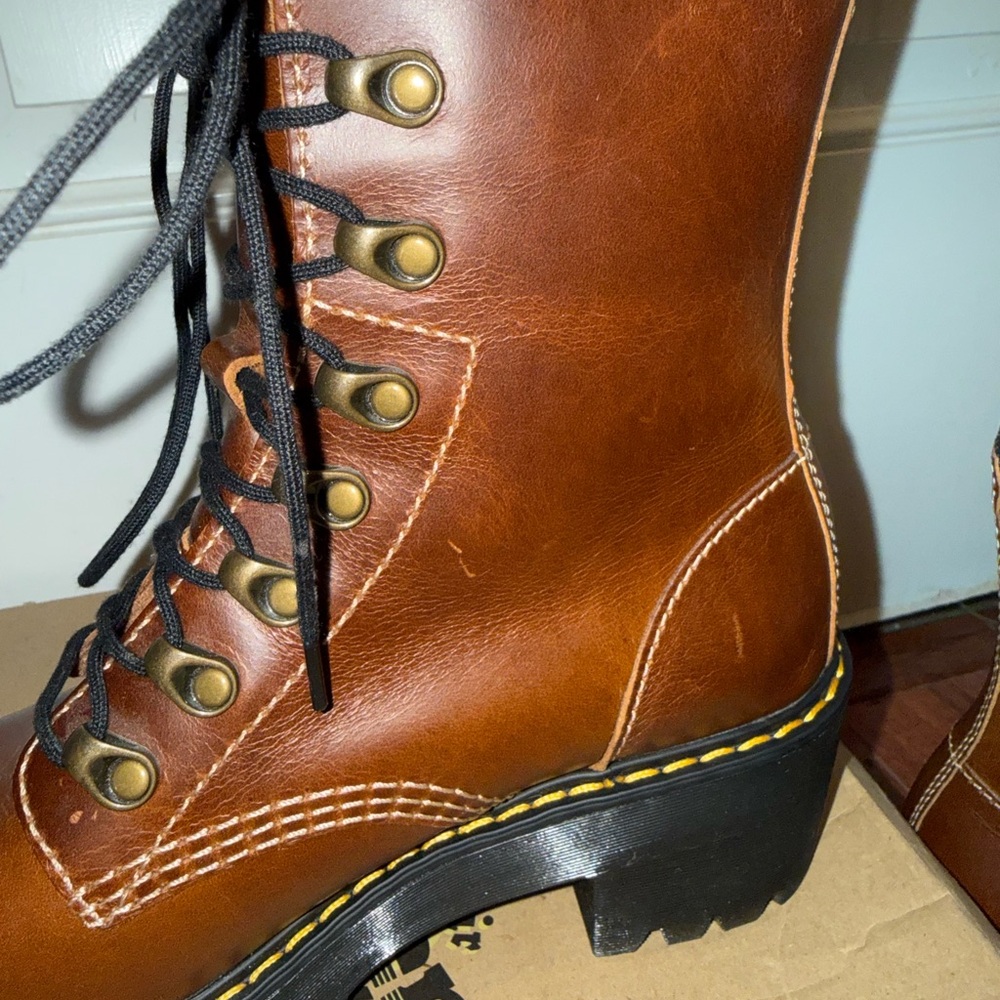 Brand New Dr. Martens Leona Orleans Butterscotch Leather Heeled Boots - Picture 5 of 9